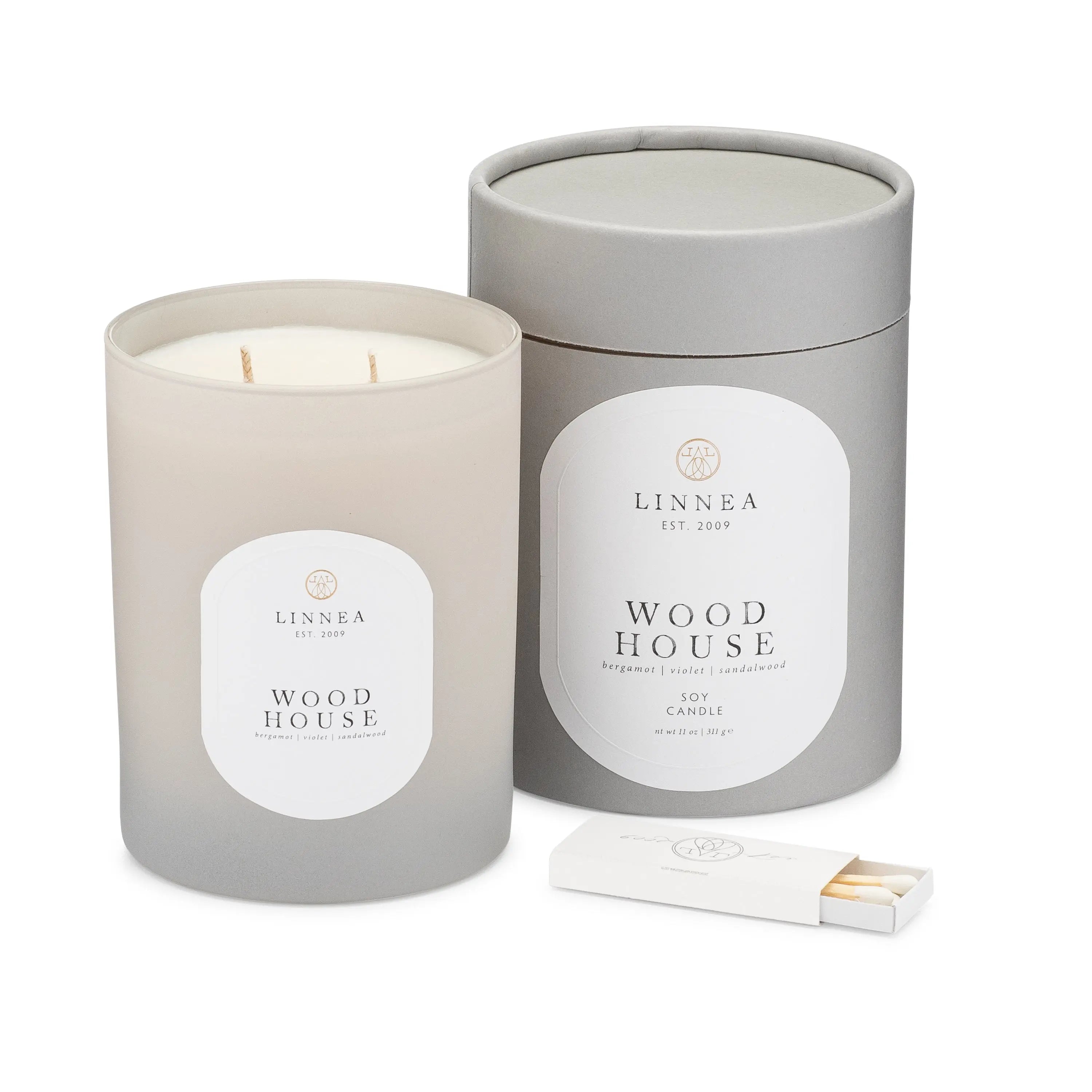 LINNEA Scented Candle in Wood House - Home Smith