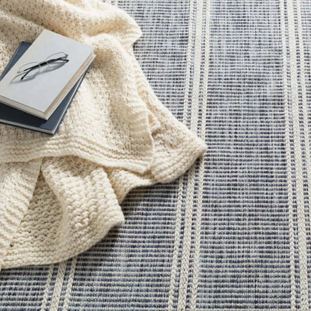 Malta Blue Woven Wool Rug - Home Smith