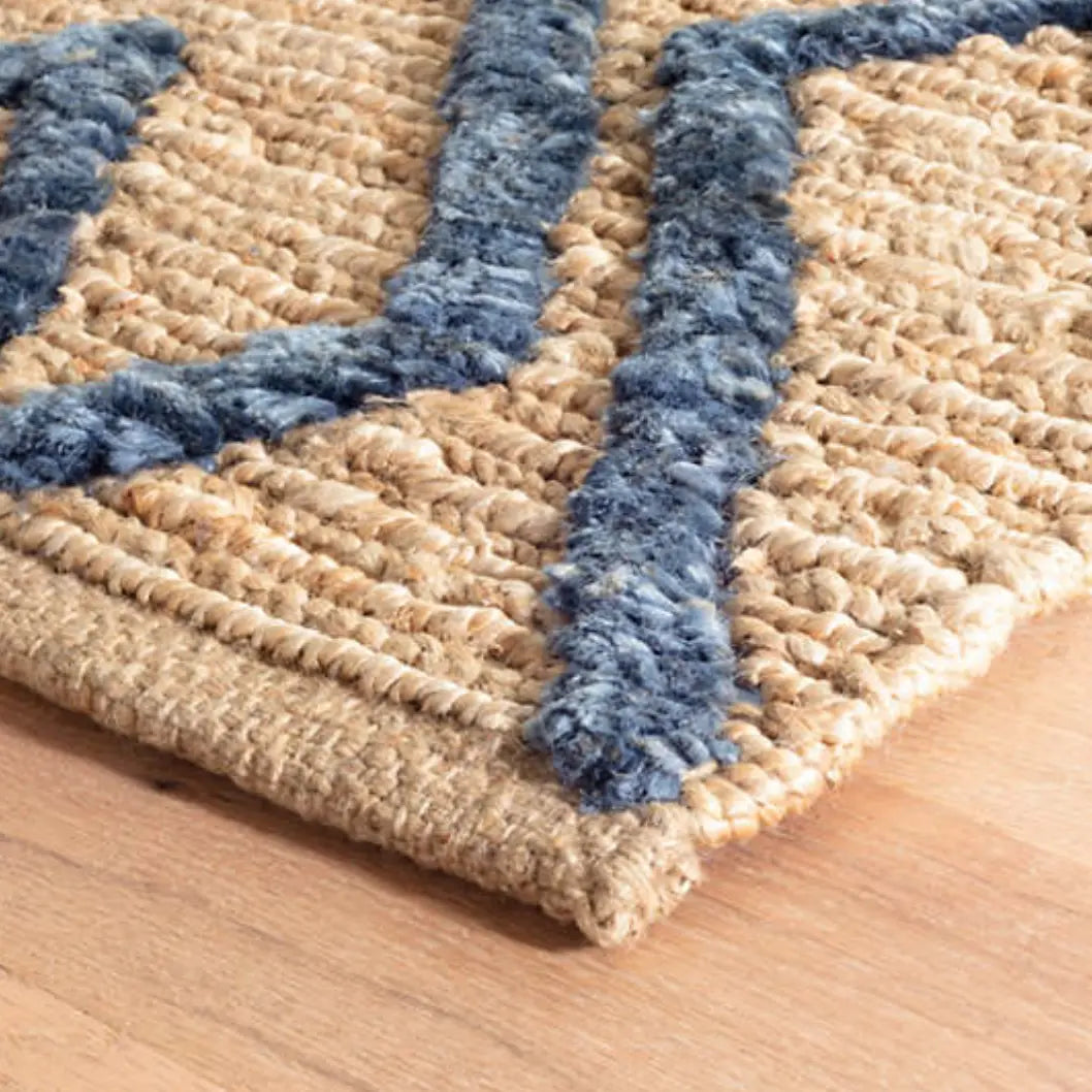 Marco Navy Jute Soumak Woven Rug - Home Smith