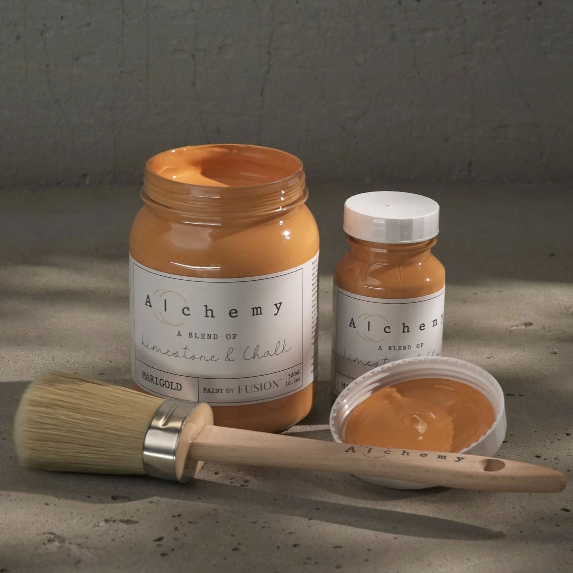 Alchemy Limestone and Chalk Furniture Paint by Fusion in Marigold at Home Smith