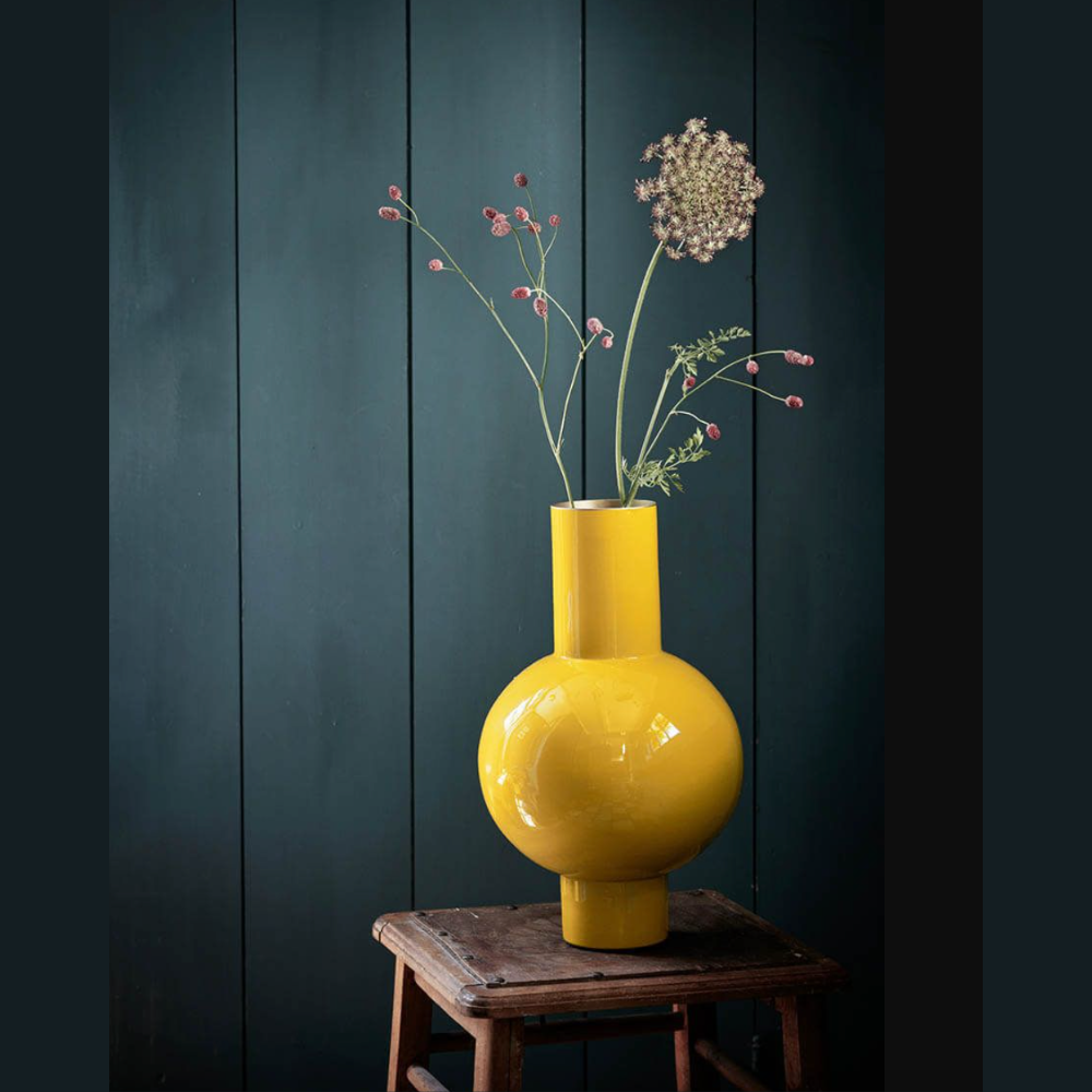 Medium Ocher Modern Metal Pip Studio Vase at Home Smith