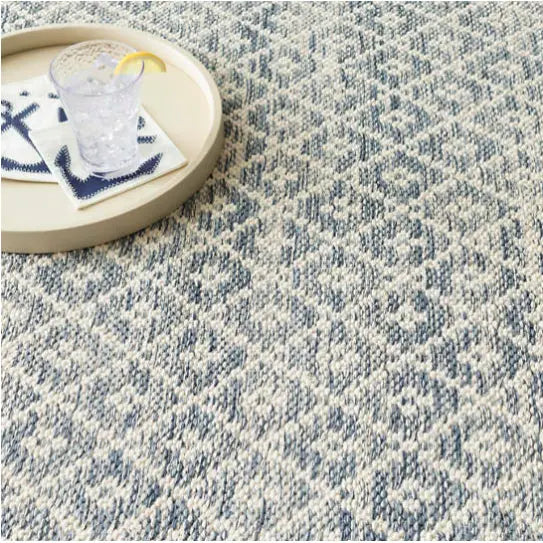 Melange Diamond Blue Woven Cotton Rug - Home Smith