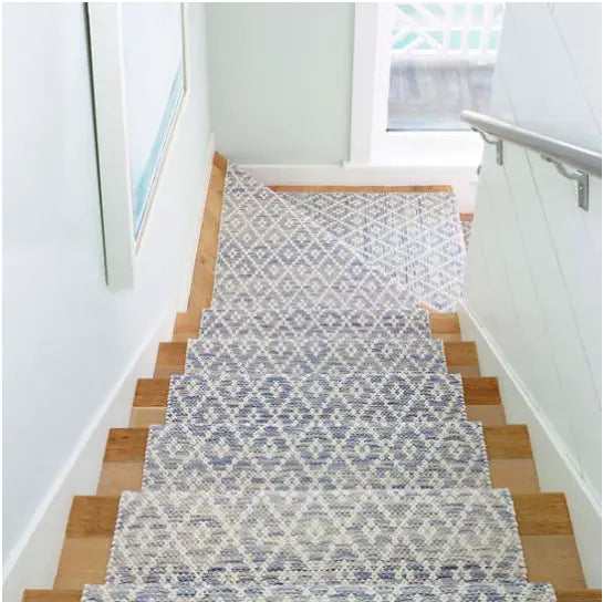 Melange Diamond Blue Woven Cotton Rug - Home Smith