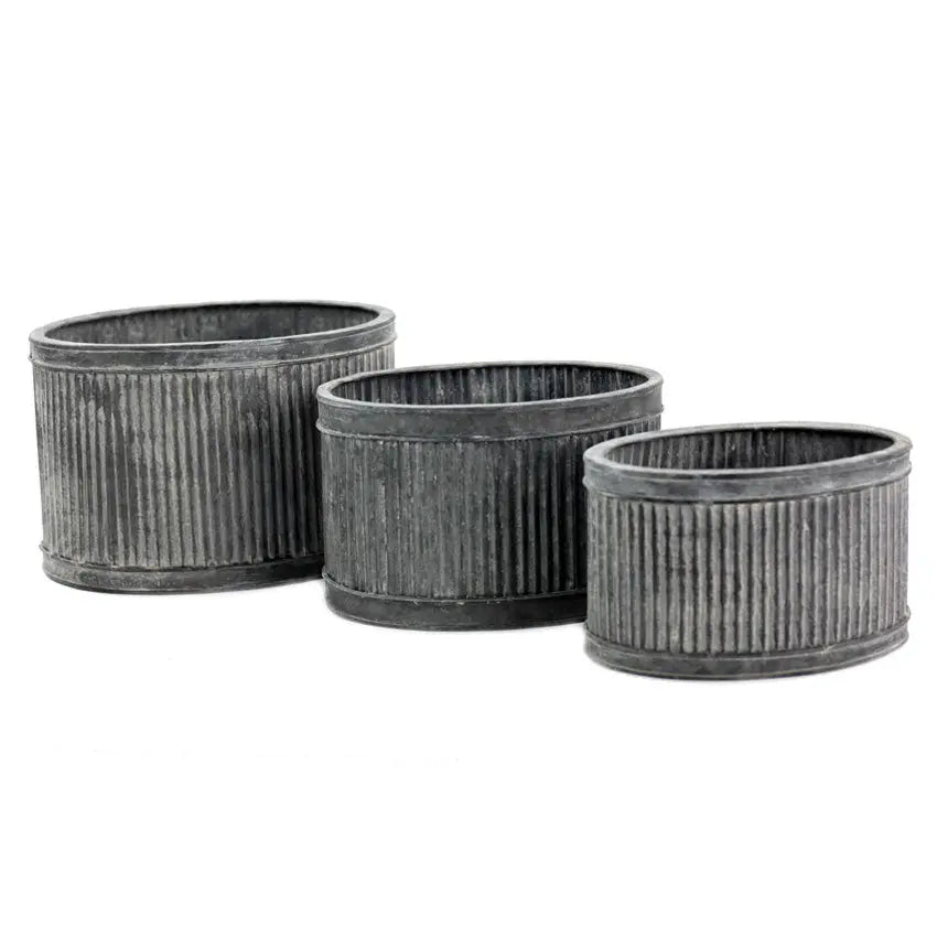 Metal Ribbed Oval Planters Home Smith