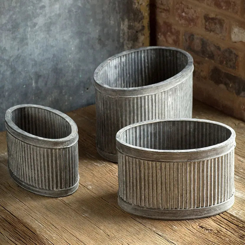 Metal Ribbed Oval Planters Home Smith