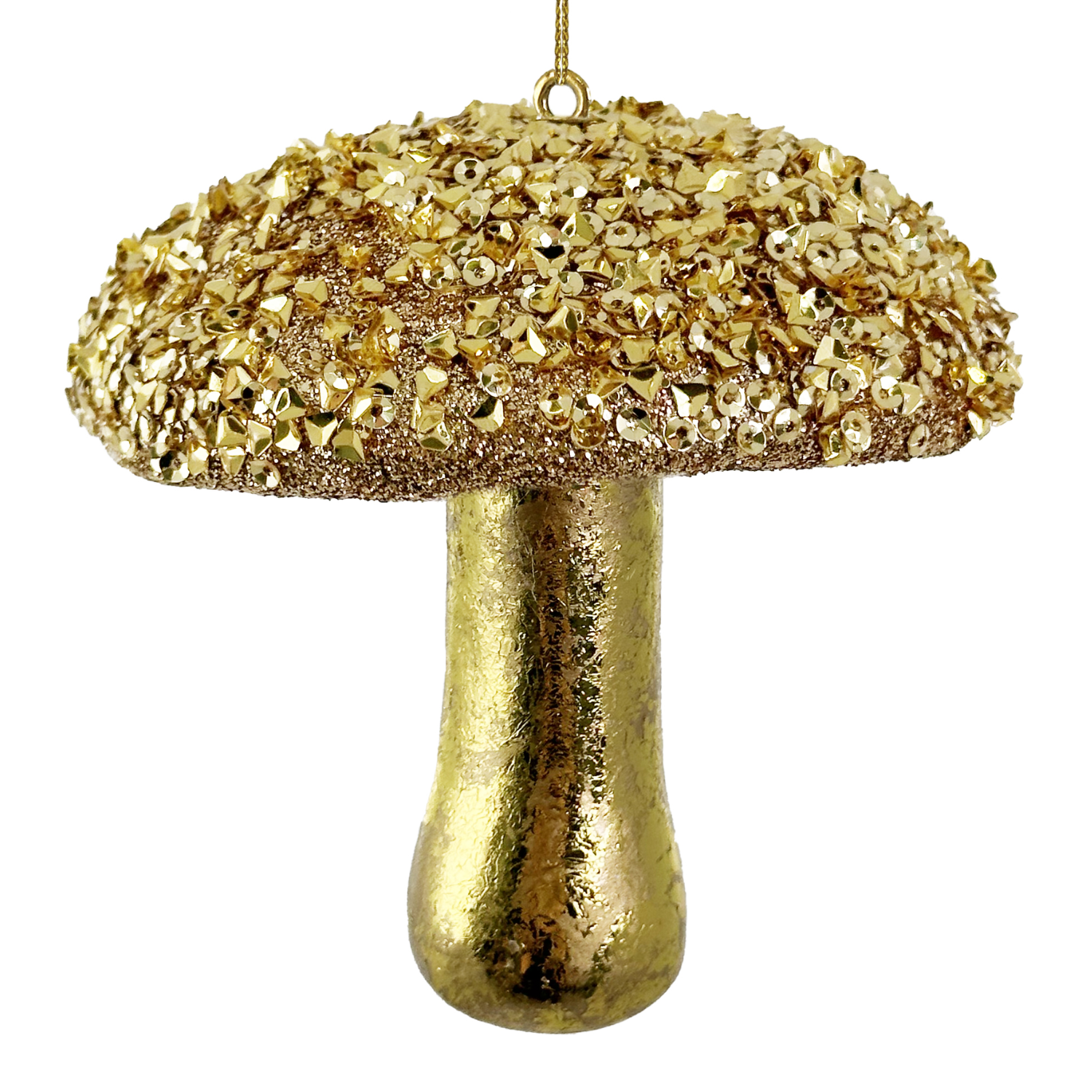 Mushroom Ornament in Gold Glitter at Home Smith