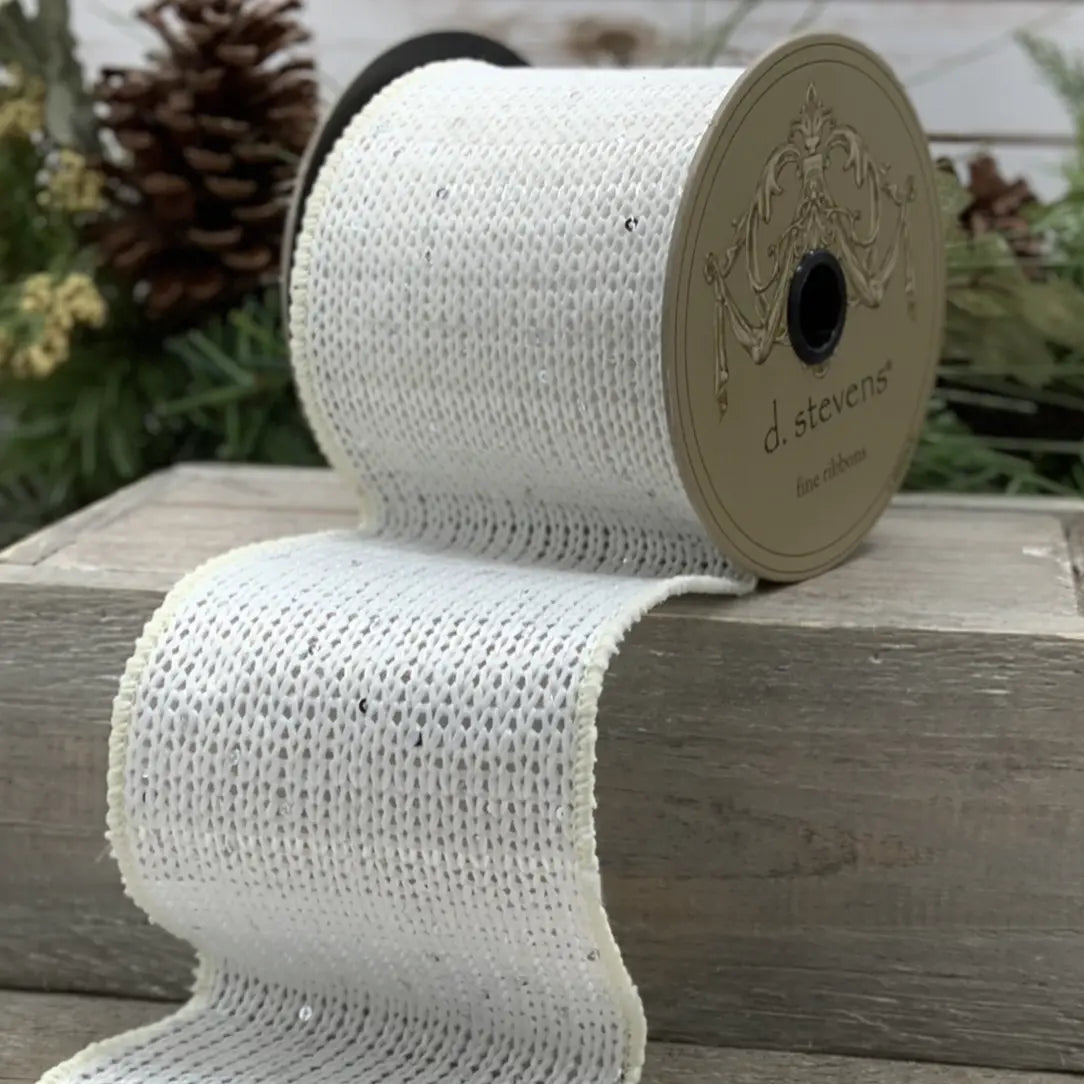 Norway Sparkle Knit Ribbon in Ivory - Home Smith