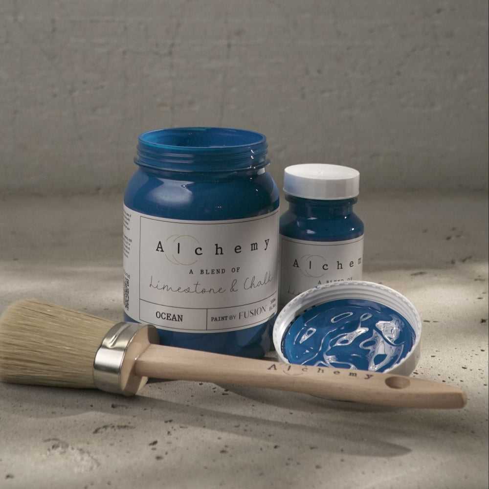 Alchemy Limestone and Chalk Furniture Paint by Fusion in Ocean at Home Smith 