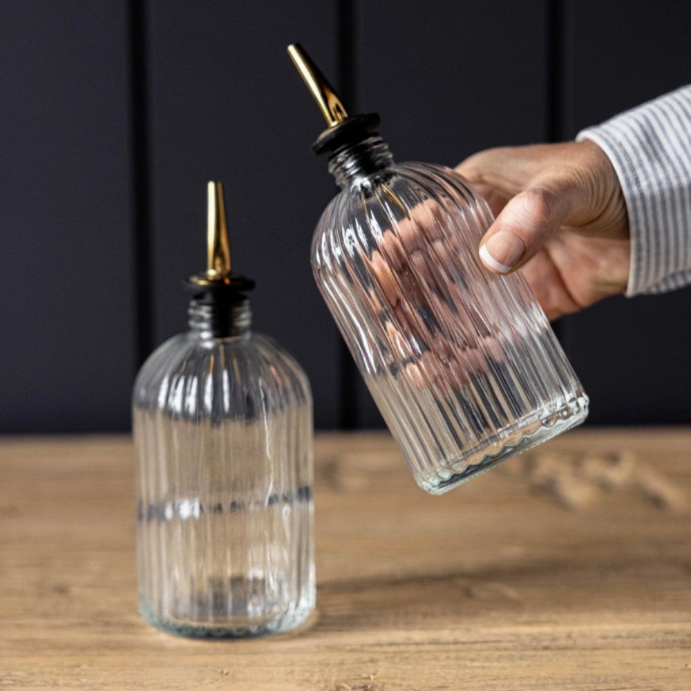 Olive Oil & Vinegar Glass Scalloped Fluted Bottle at Home Smith