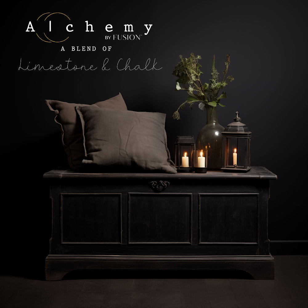 Alchemy limestone and chalk furniture paint by Fusion in Onyx at Home Smith