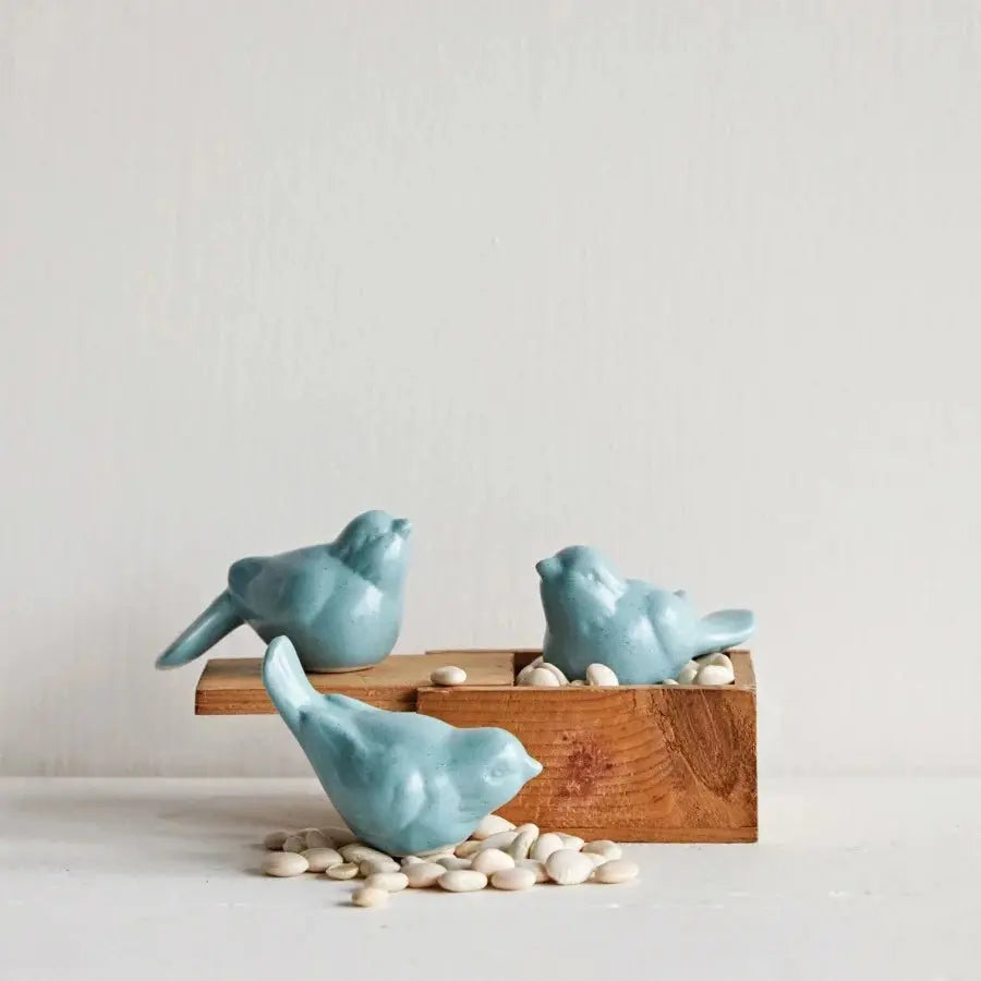 Petite Ceramic Birds in Aqua - Home Smith