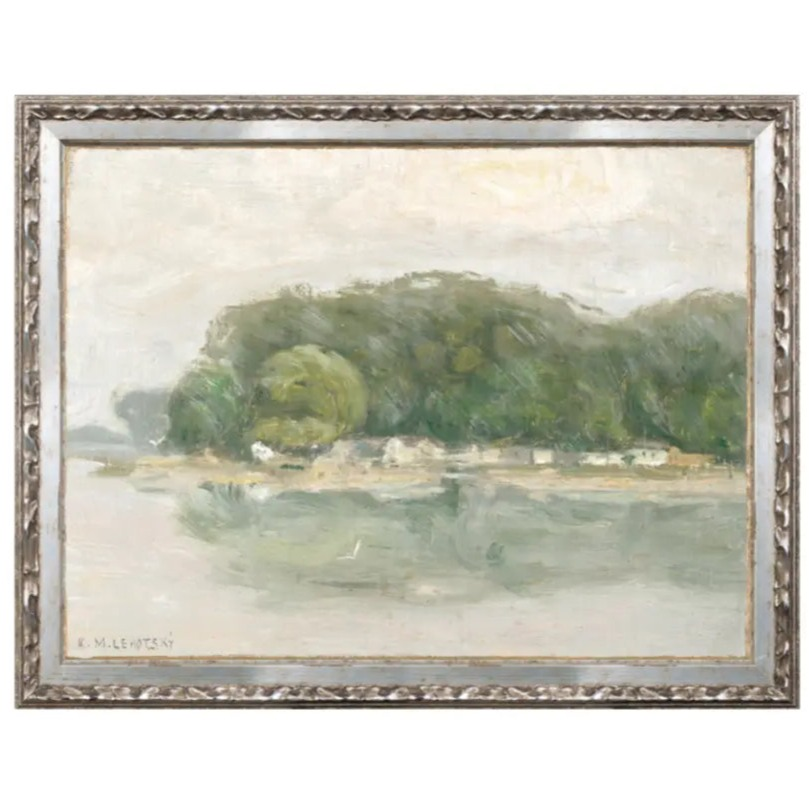 Home Smith Petite Scapes Bank on The Danube C.1900 Celadon Art - In Stock