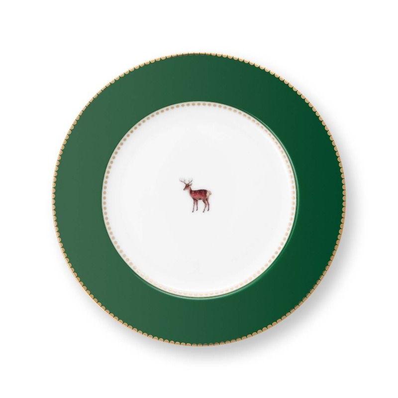 Plate Winter Deer Dark Green at Home Smith