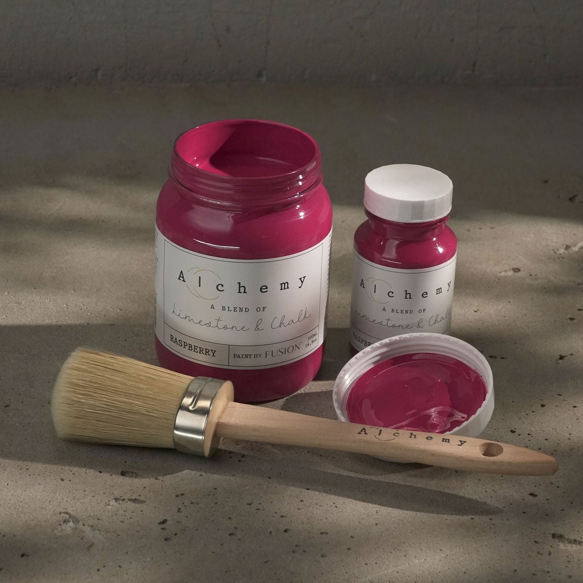 Alchemy Limestone and Chalk Furniture Paint by Fusion in Raspberry at Home Smith
