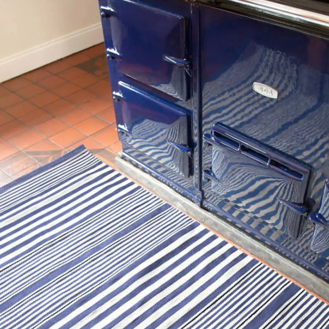 Rugby Stripe Denim Indoor/Outdoor Rug - Home Smith