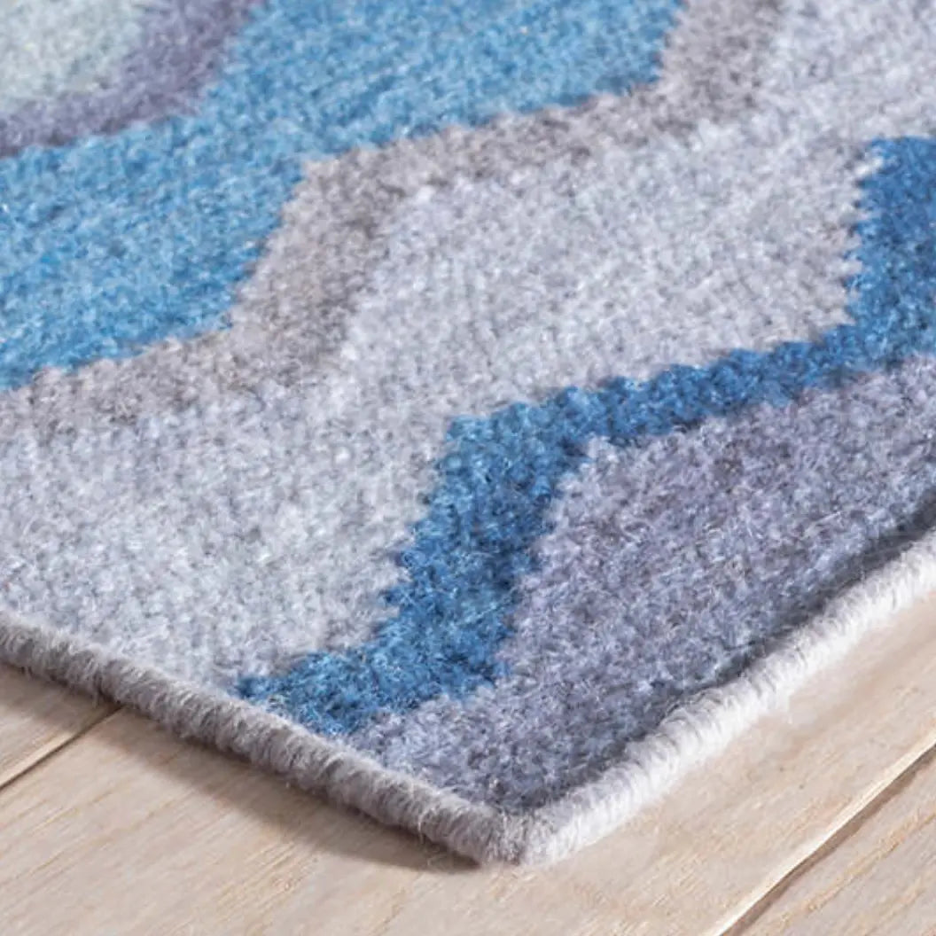 Safety Net Blue Woven Wool Rug - Home Smith