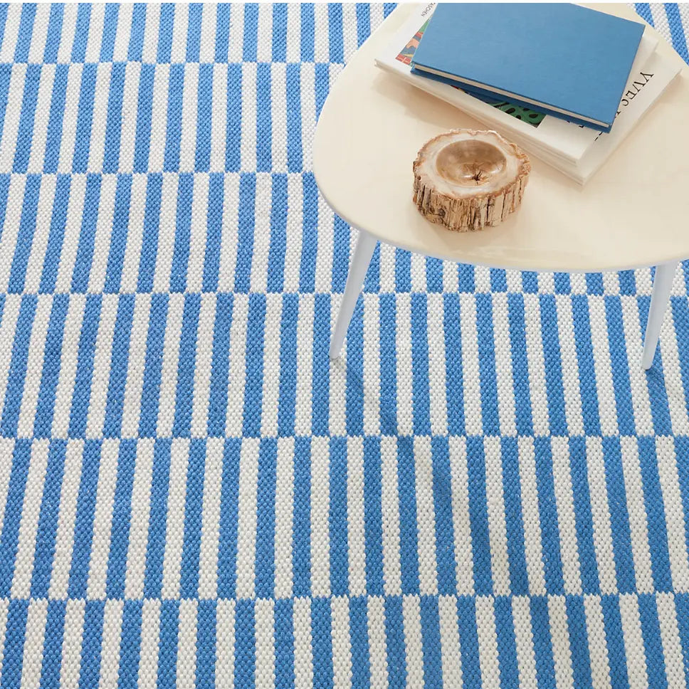 Home Smith Sailing Stripe French Blue Indoor/Outdoor Rug Dash & Albert Rugs - P.E.T.