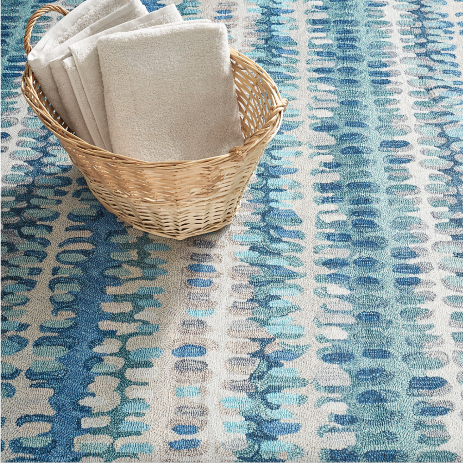Paint Chip Blue Machine Washable Rug at Home Smith
