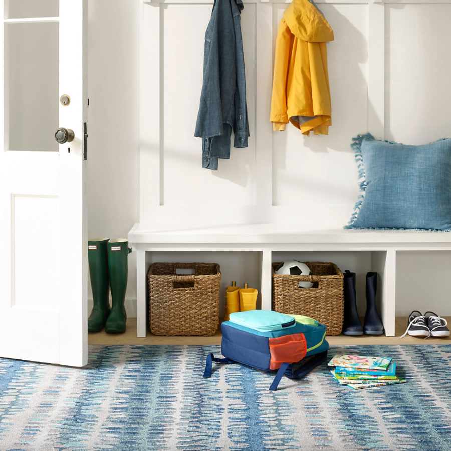 Paint chip blue machine washable rug at home smith