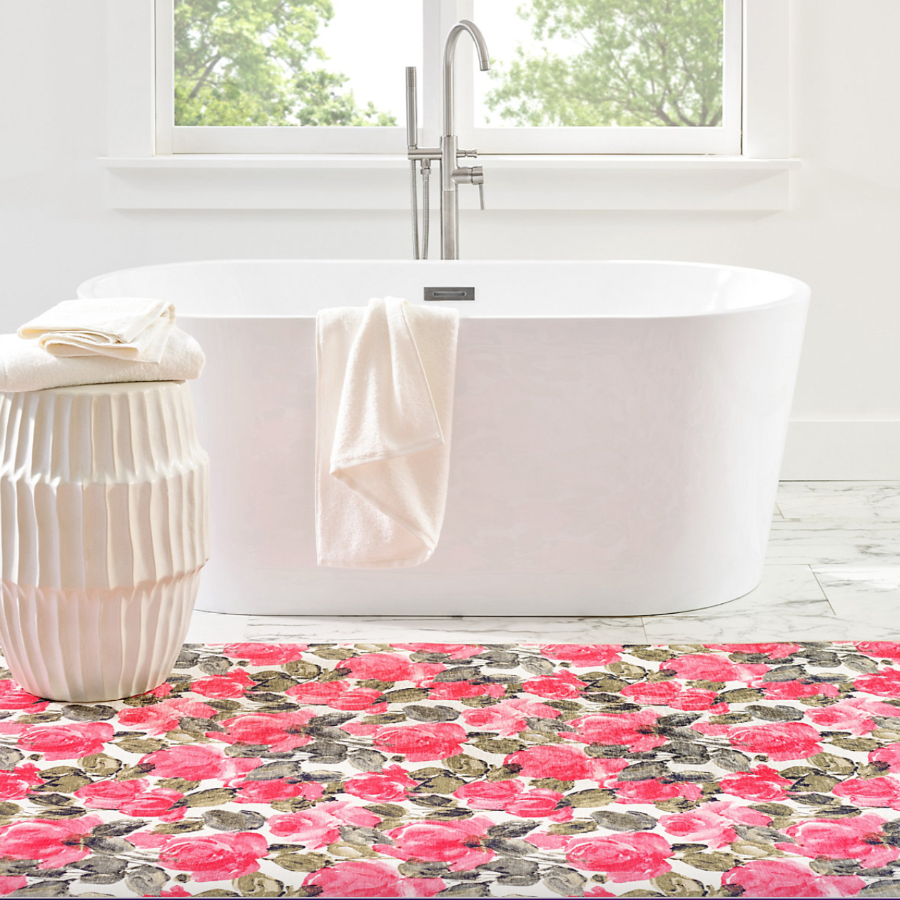 Tapis multi-lavable en machine Pretty Peonies - En stock