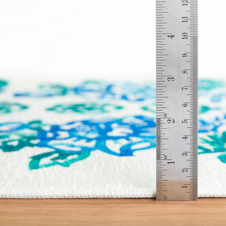 Graphic Gerbera Teal Machine Washable Rug at Home Smith 