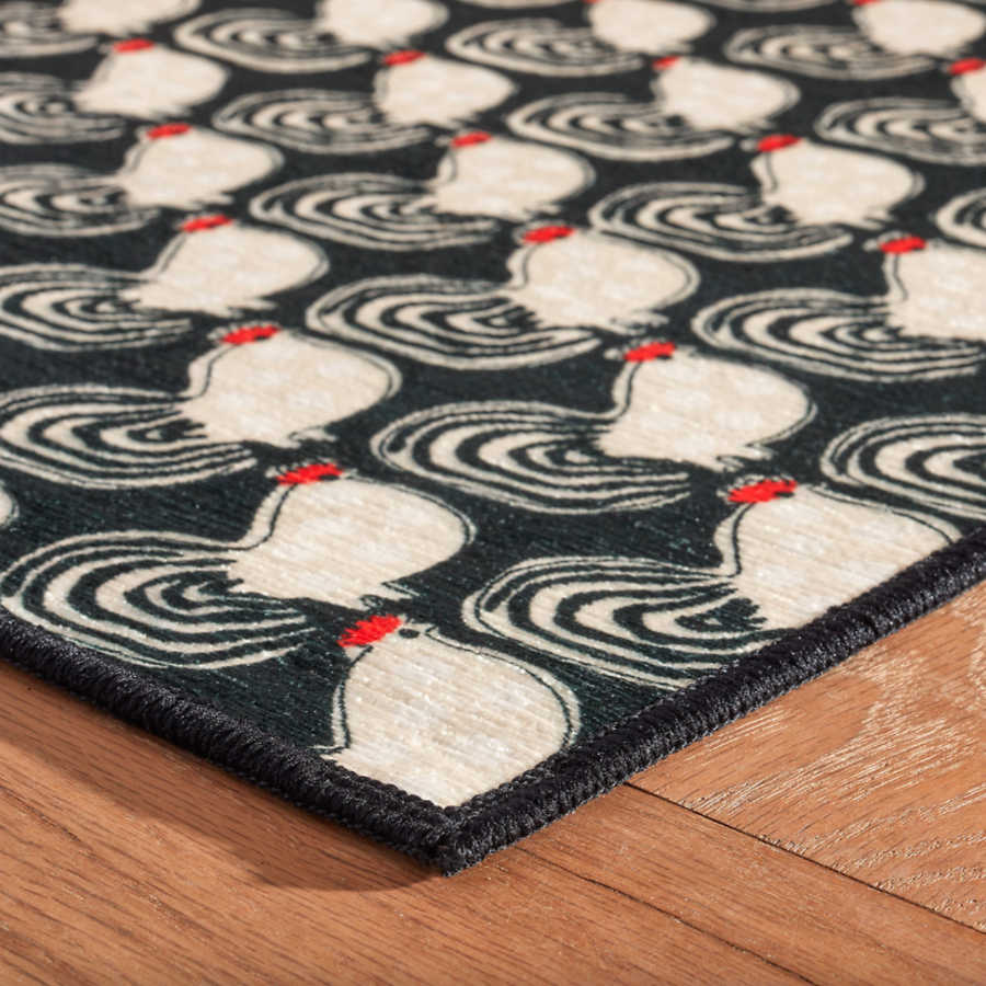 Rooster Themed Machine Washable Rug at Home Smith