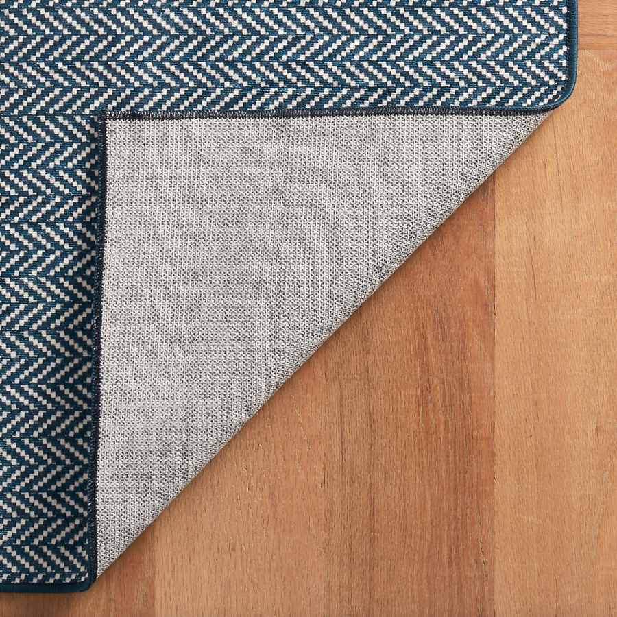 Dash and Albert Navy Herringbone Washable Rug at Home Smith