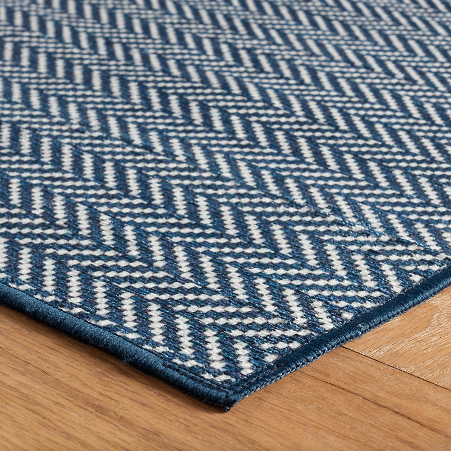 Dash and Albert Navy Herringbone Washable Rug at Home Smith