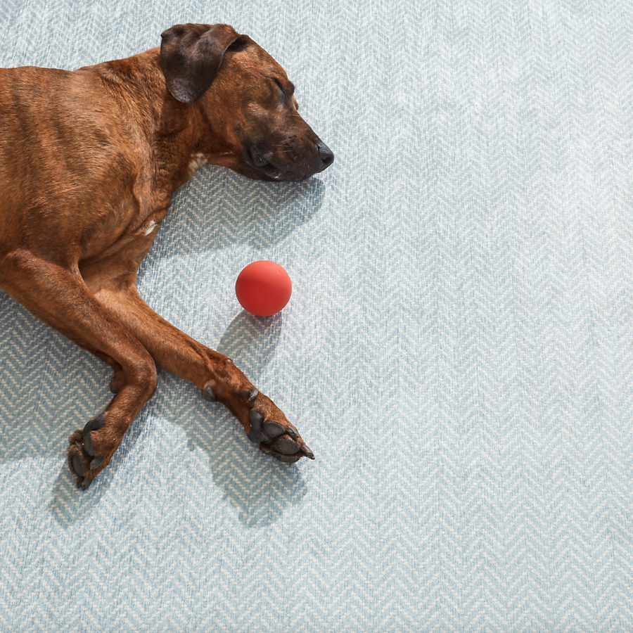 Swedish Blue Herringbone Washable Rug from Dash and Albert at Home Smith 