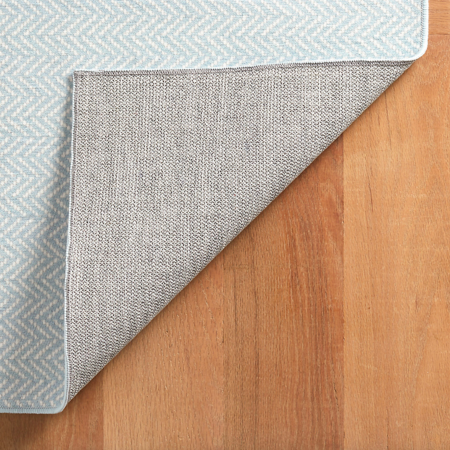 Swedish Blue Herringbone Washable Rug at Home Smith 
