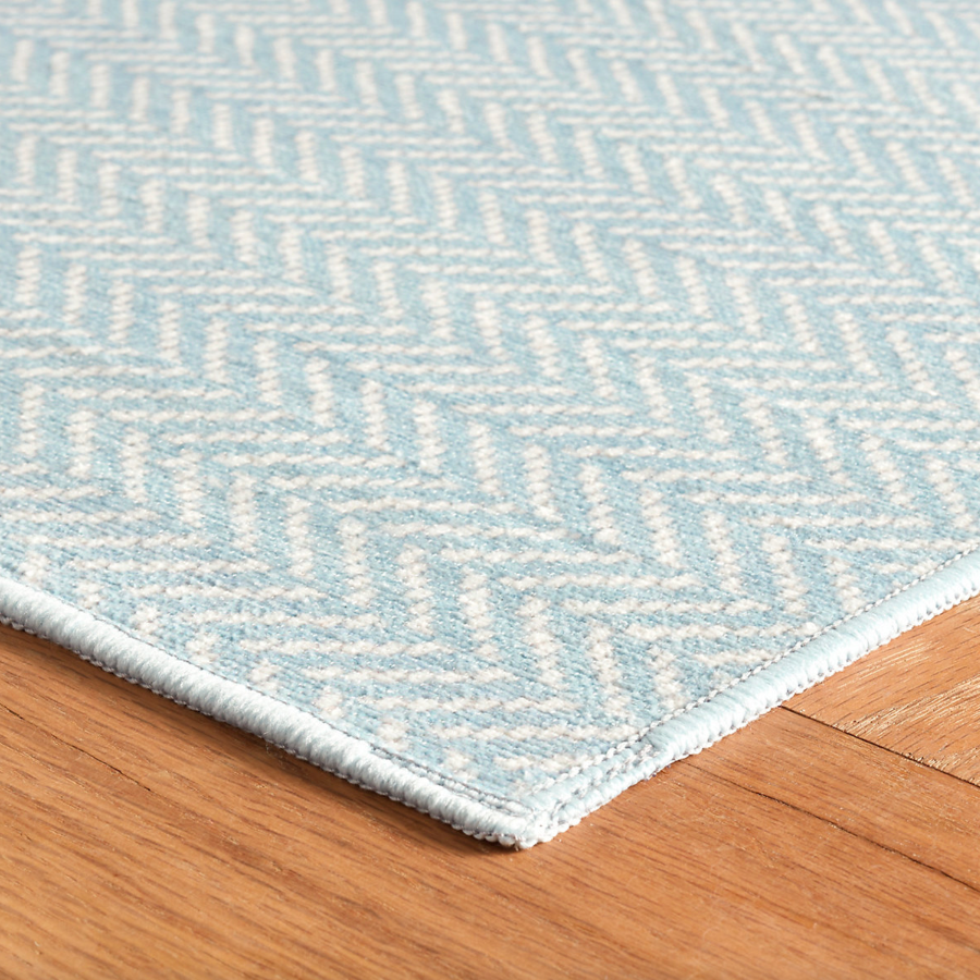 Swedish Blue Herringbone Washable Rug from Dash and Albert at Home Smith