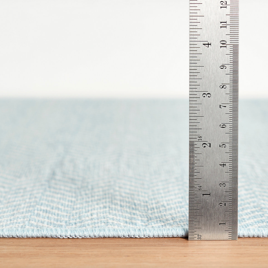 Swedish Blue Herringbone Washable Rug at Home Smith