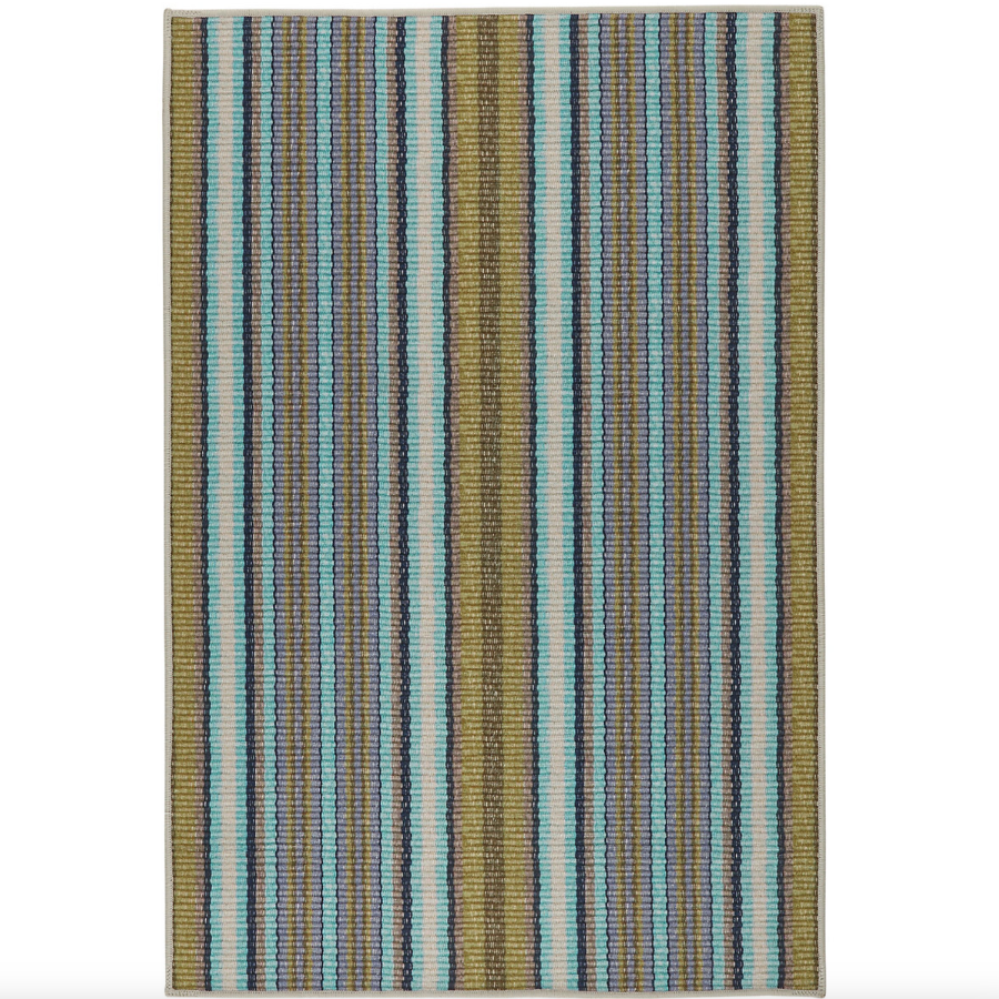 Treehouse Stripe Green Machine Washable Rug by Dash and Albert at Home Smith