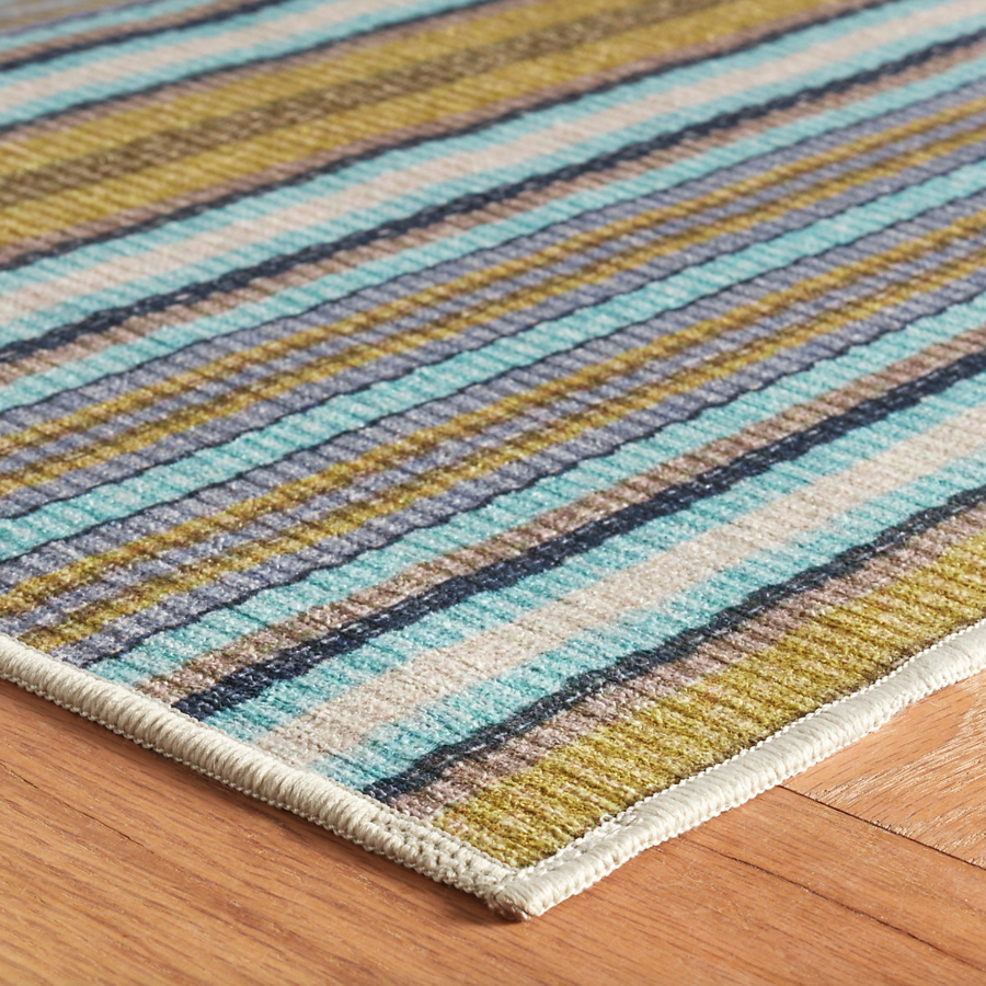Treehouse Stripe Green Washable Rug at Home Smith
