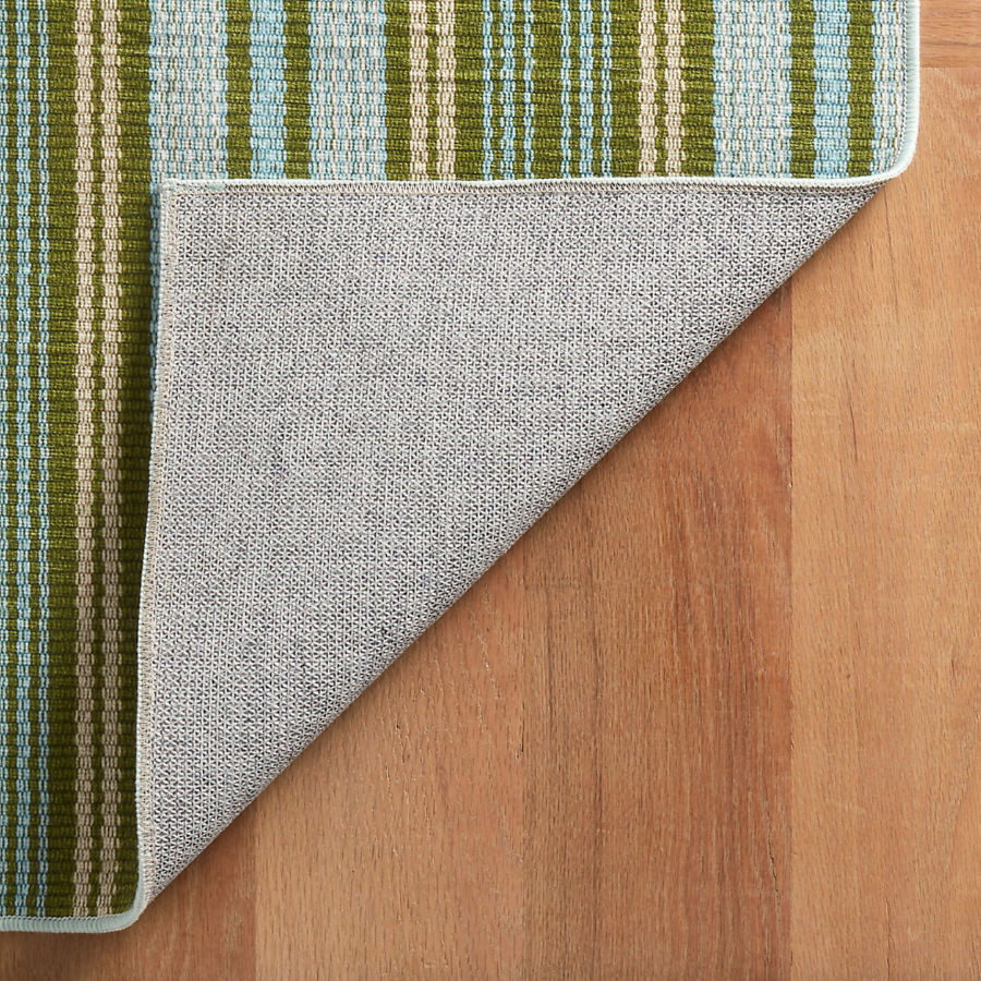 Caravan Stripe Washable Rug in Blue and Green Stripes at Home Smith