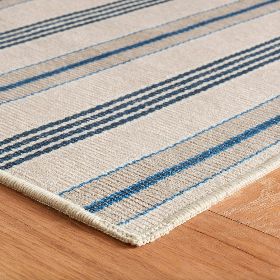 Nimes Ticking Stripe Neutral Machine Washable Rug from Annie Selke at Home Smith