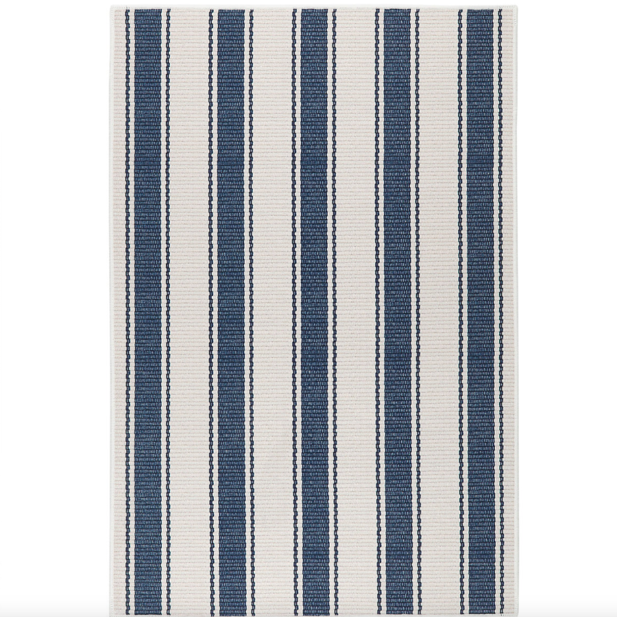 Blue Awning Stripe Machine Washable Rug from Annie Selke at Home Smith