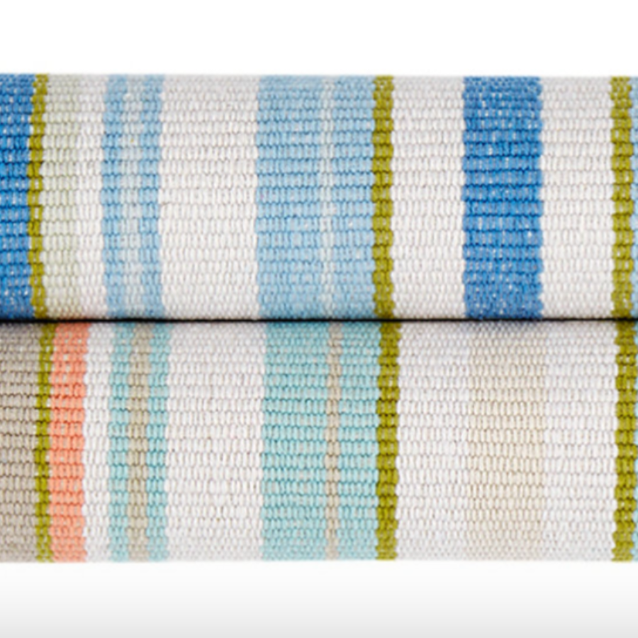 Daphne Stripe Sky Handwoven Cotton Rug at Home Smith