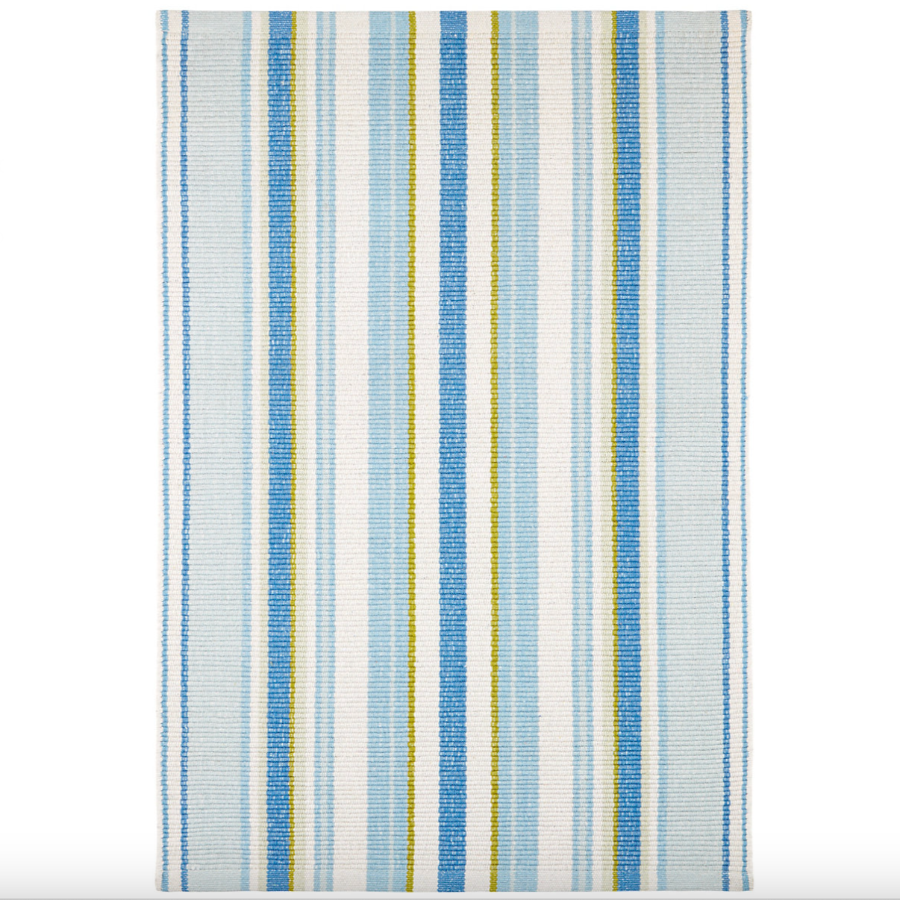 Daphne Stripe French Blue Handwoven Cotton Rug at Home Smith