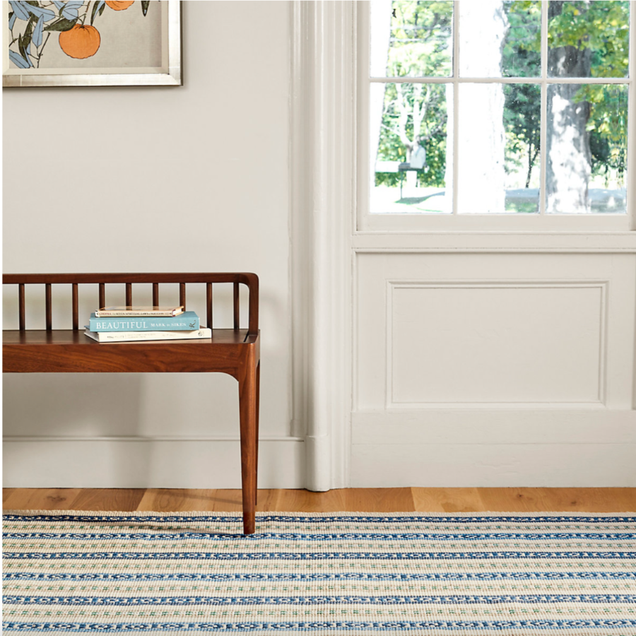 Long Slade Indigo Handwoven Cotton Rug at Home Smith
