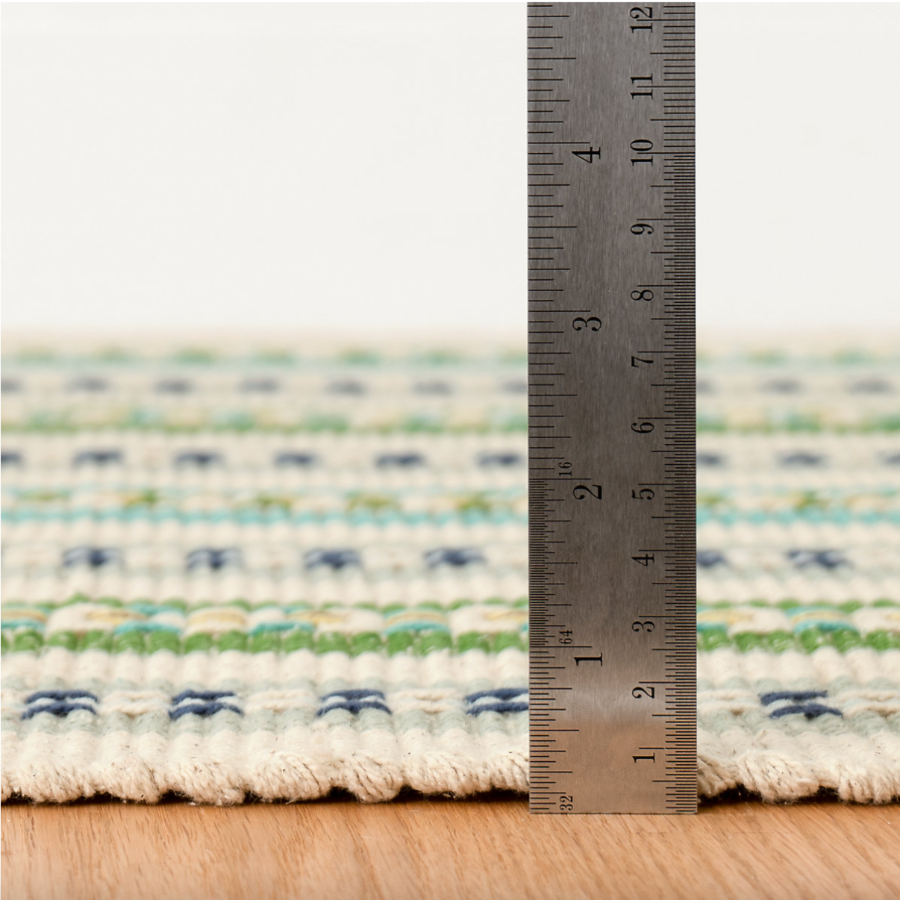 Long Slade Teal Handwoven Cotton Rug at Home Smith