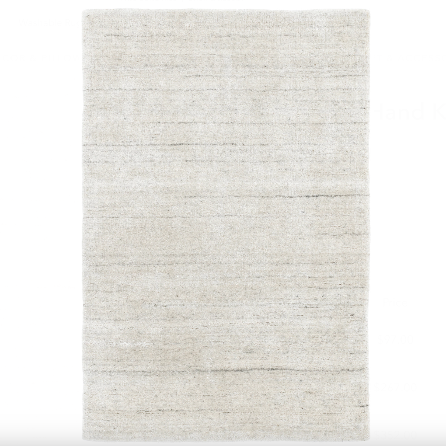 Icelandia White Hand Knotted Viscose/Wool Rug at Home Smith