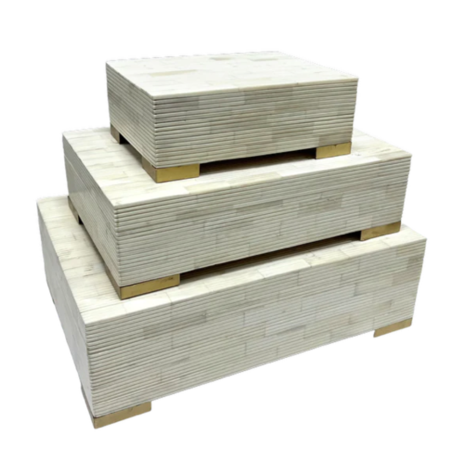 Textured Bone Decorative Boxes at Home Smith