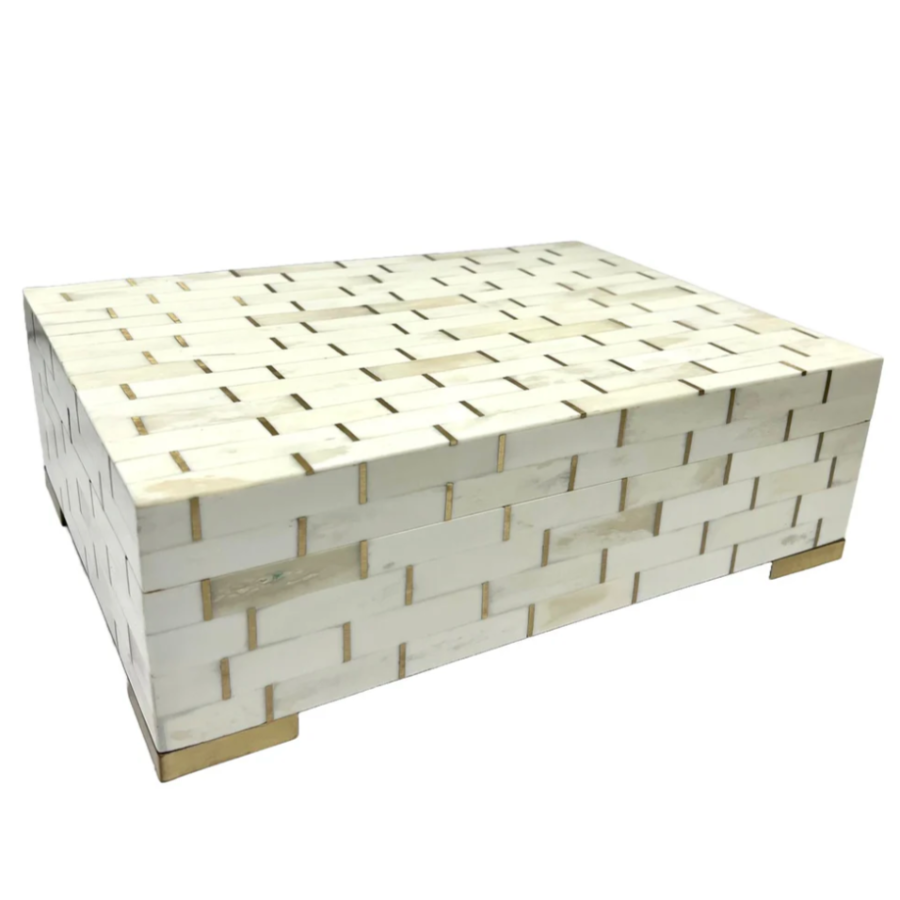 Brass Inlaid Bone Decorative Box at Home Smith