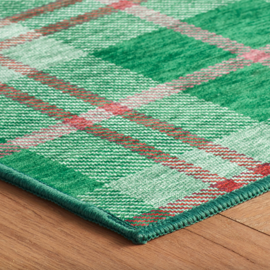 Jolly Plaid Green Machine Washable Dash and Albert Rug at Home Smith