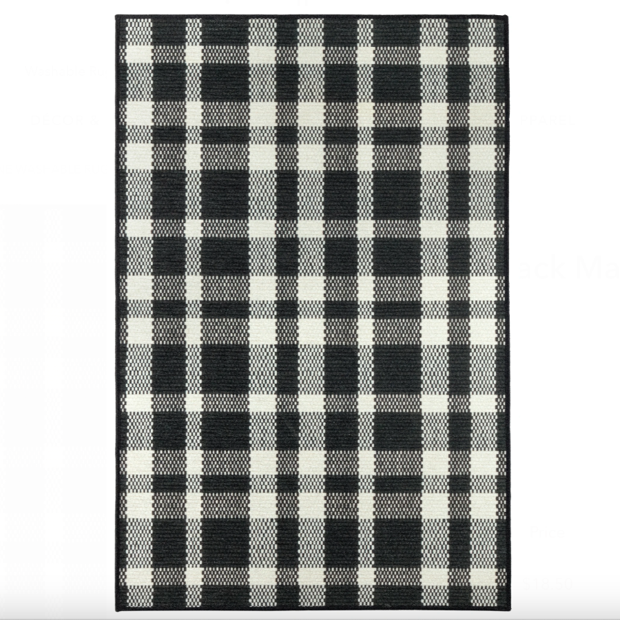 Houston Plaid Black Machine Washable Dash and Albert Rug at Home Smith