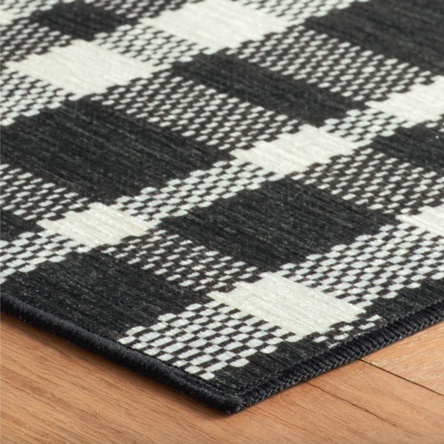 Houston Plaid Black Machine Washable Dash and Albert Rug at Home Smith