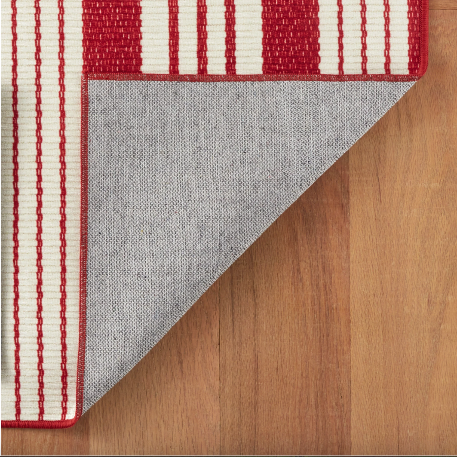 Abby Ticking Red Machine Washable Dash & Albert Rug at Home Smith