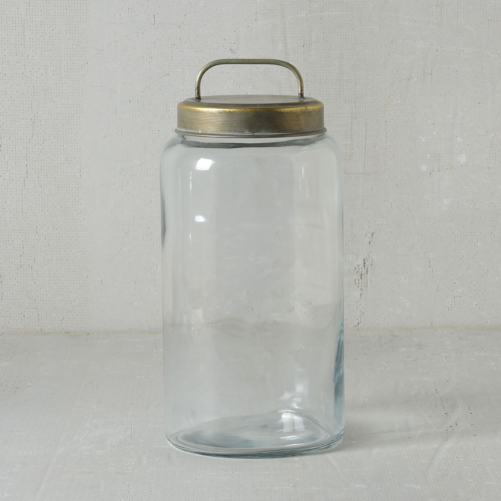 archer glass canister with metal lid at Home Smith