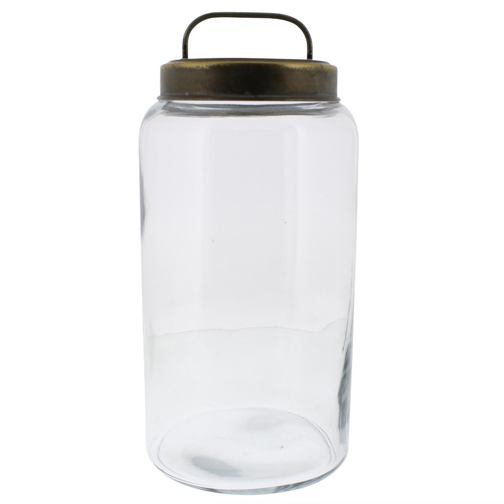 Archer clear glass canister with metal lid at Home Smith